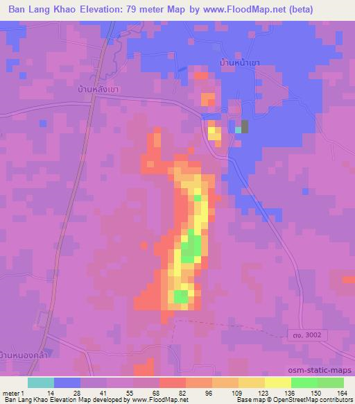 Ban Lang Khao,Thailand Elevation Map