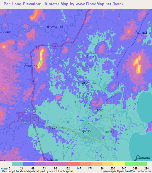 Ban Lang,Thailand Elevation Map