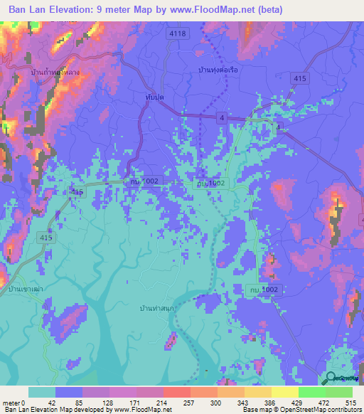 Ban Lan,Thailand Elevation Map
