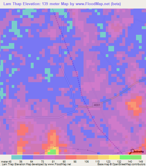 Lam Thap,Thailand Elevation Map
