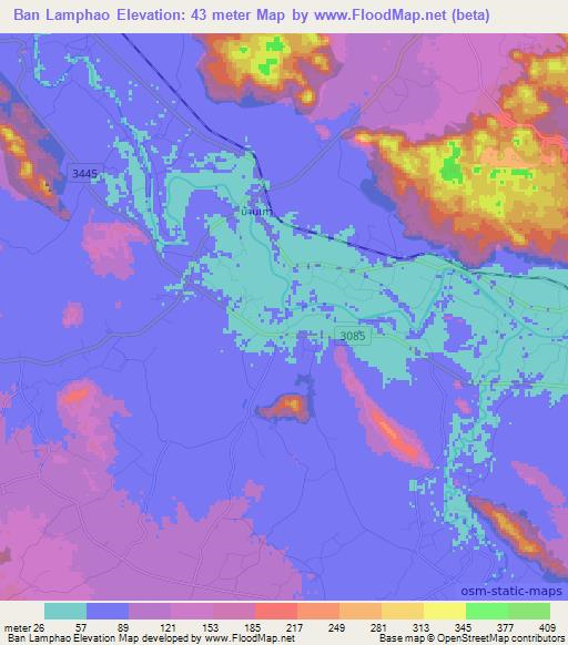 Ban Lamphao,Thailand Elevation Map