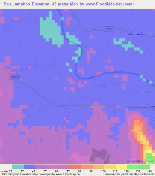 Ban Lamphao,Thailand Elevation Map