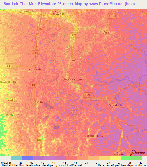 Ban Lak Chai Mun,Thailand Elevation Map