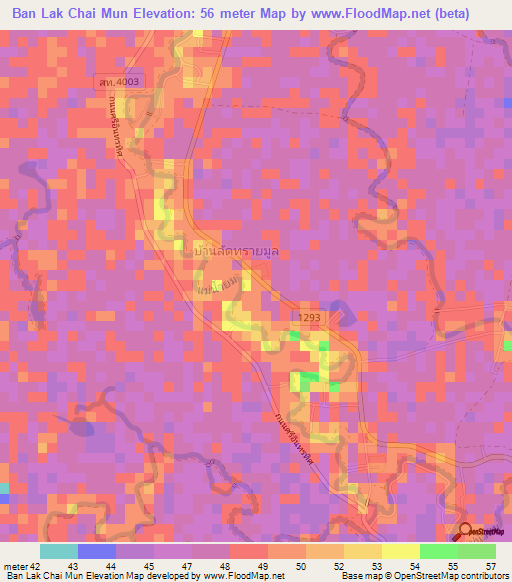 Ban Lak Chai Mun,Thailand Elevation Map