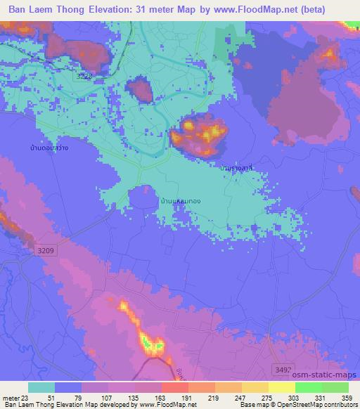 Ban Laem Thong,Thailand Elevation Map