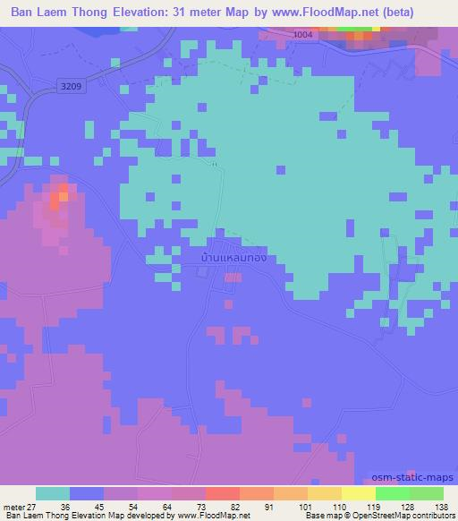 Ban Laem Thong,Thailand Elevation Map