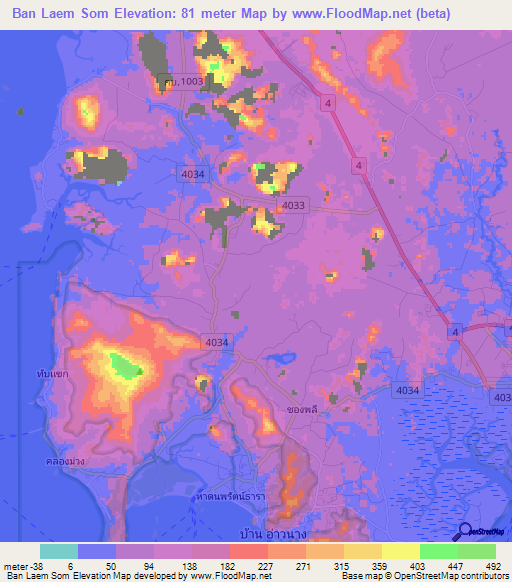 Ban Laem Som,Thailand Elevation Map