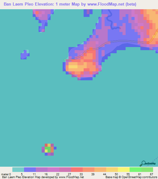 Ban Laem Pleo,Thailand Elevation Map