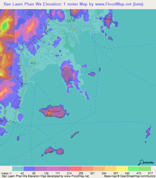 Ban Laem Phan Wa,Thailand Elevation Map
