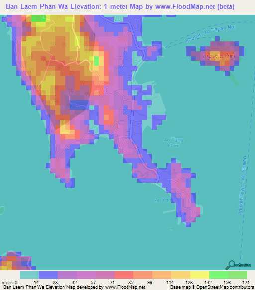 Ban Laem Phan Wa,Thailand Elevation Map