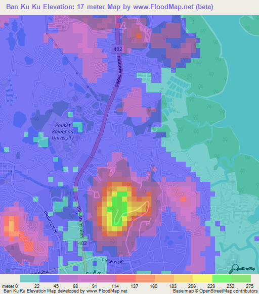 Ban Ku Ku,Thailand Elevation Map