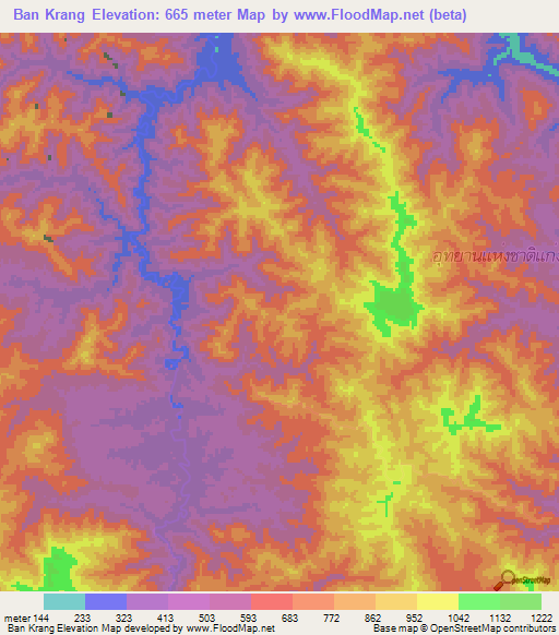 Ban Krang,Thailand Elevation Map