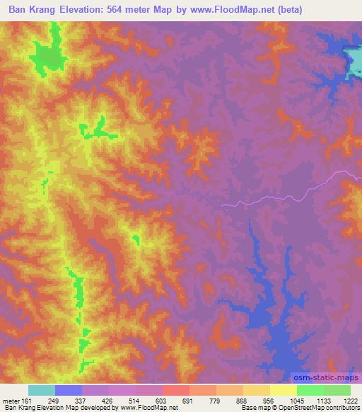 Ban Krang,Thailand Elevation Map