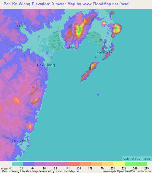 Ban Ko Wiang,Thailand Elevation Map