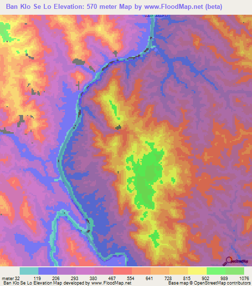 Ban Klo Se Lo,Thailand Elevation Map