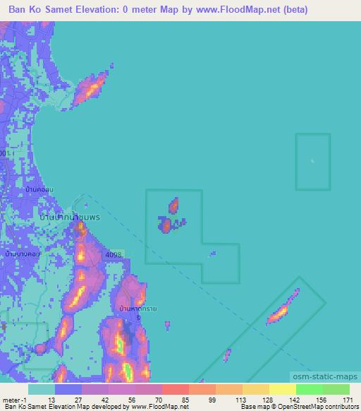 Ban Ko Samet,Thailand Elevation Map