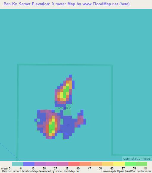 Ban Ko Samet,Thailand Elevation Map