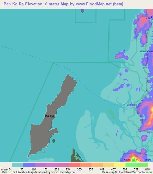 Ban Ko Ra,Thailand Elevation Map
