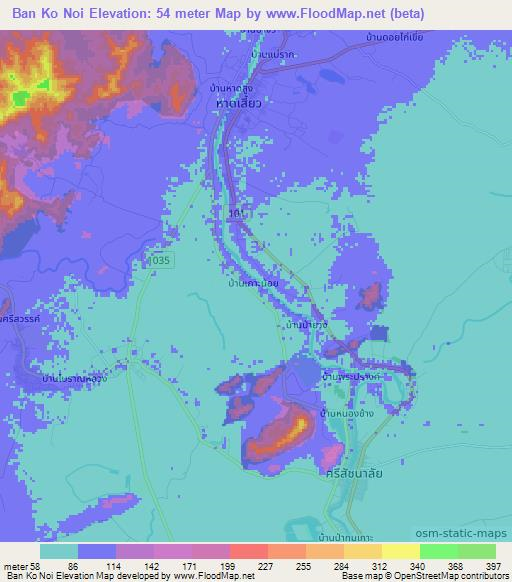 Ban Ko Noi,Thailand Elevation Map