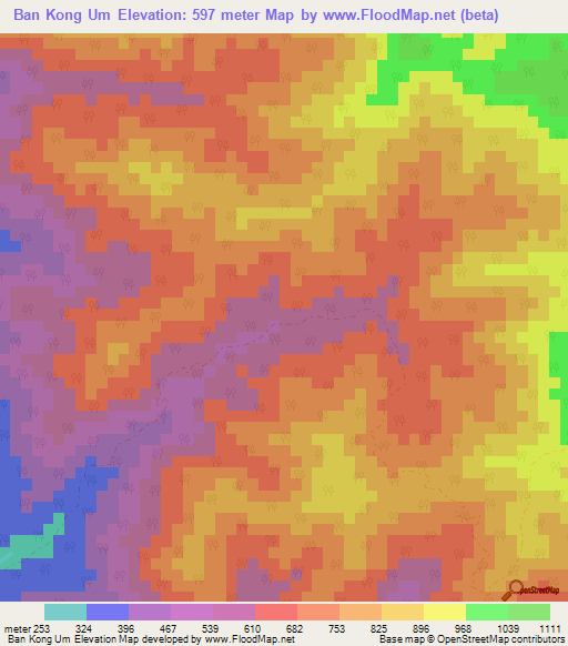Ban Kong Um,Thailand Elevation Map