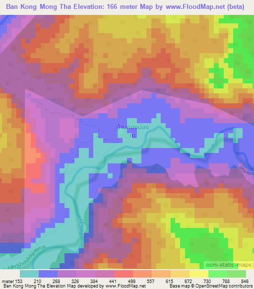 Ban Kong Mong Tha,Thailand Elevation Map