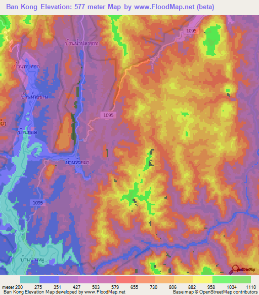Ban Kong,Thailand Elevation Map