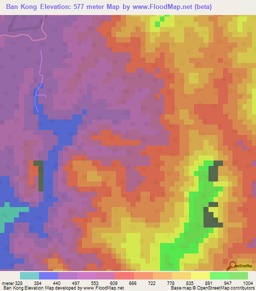 Ban Kong,Thailand Elevation Map
