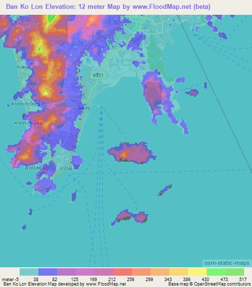 Ban Ko Lon,Thailand Elevation Map