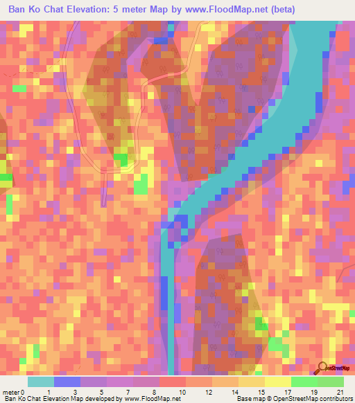 Ban Ko Chat,Thailand Elevation Map