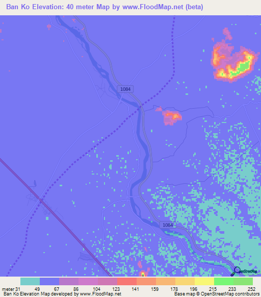 Ban Ko,Thailand Elevation Map
