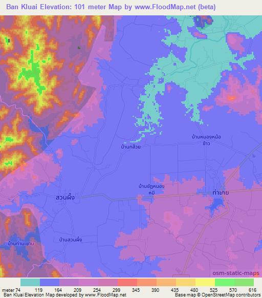 Ban Kluai,Thailand Elevation Map