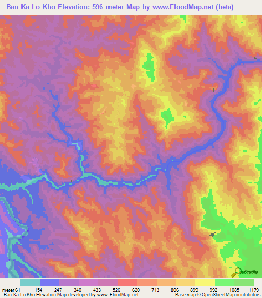 Ban Ka Lo Kho,Thailand Elevation Map