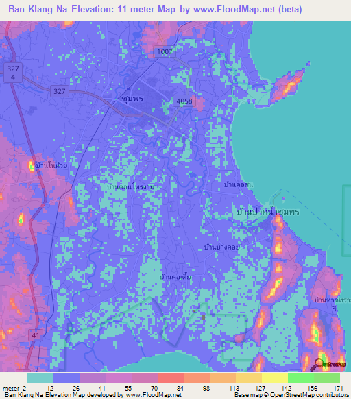 Ban Klang Na,Thailand Elevation Map