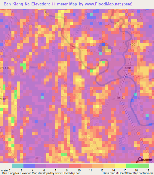 Ban Klang Na,Thailand Elevation Map