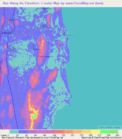 Ban Klang Ao,Thailand Elevation Map