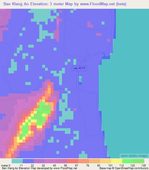 Ban Klang Ao,Thailand Elevation Map