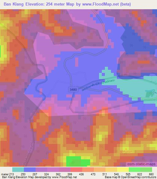Ban Klang,Thailand Elevation Map