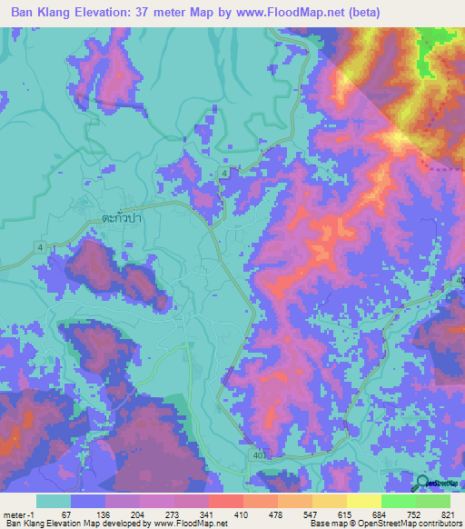 Ban Klang,Thailand Elevation Map