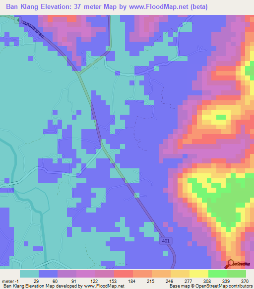 Ban Klang,Thailand Elevation Map