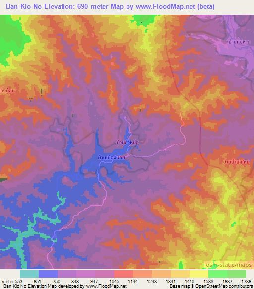 Ban Kio No,Thailand Elevation Map