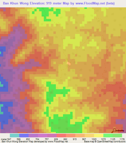 Ban Khun Wong,Thailand Elevation Map