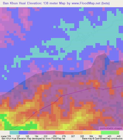 Ban Khun Huai,Thailand Elevation Map