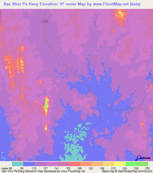 Ban Khui Pa Rang,Thailand Elevation Map