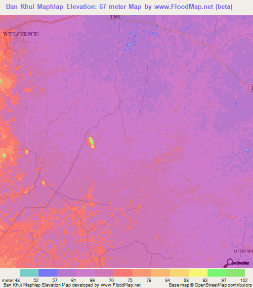 Ban Khui Maphlap,Thailand Elevation Map