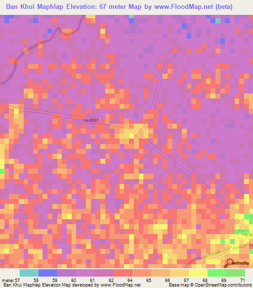 Ban Khui Maphlap,Thailand Elevation Map