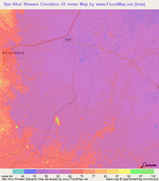 Ban Khui Khwaen,Thailand Elevation Map