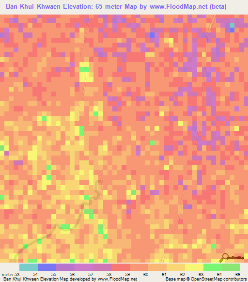 Ban Khui Khwaen,Thailand Elevation Map