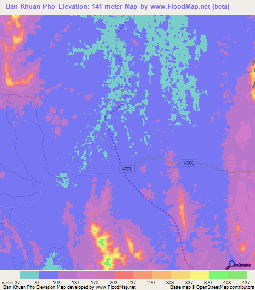 Ban Khuan Pho,Thailand Elevation Map