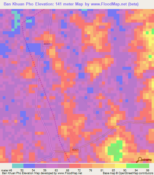 Ban Khuan Pho,Thailand Elevation Map