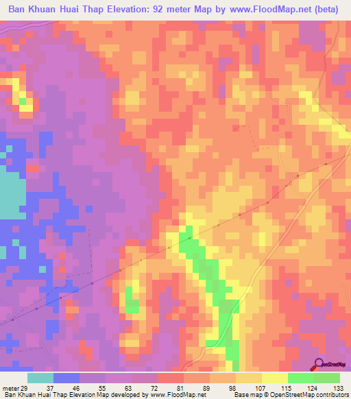 Ban Khuan Huai Thap,Thailand Elevation Map